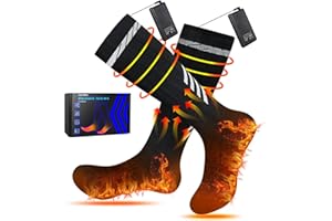 HATMIG Beheizte Socken Herren Damen, Wiederaufladbar Fusswärmer Elektrisch 3 Dateien Einstellbarer Temperatur Socken Beheizbare Socken mit Batterie - Schwarz