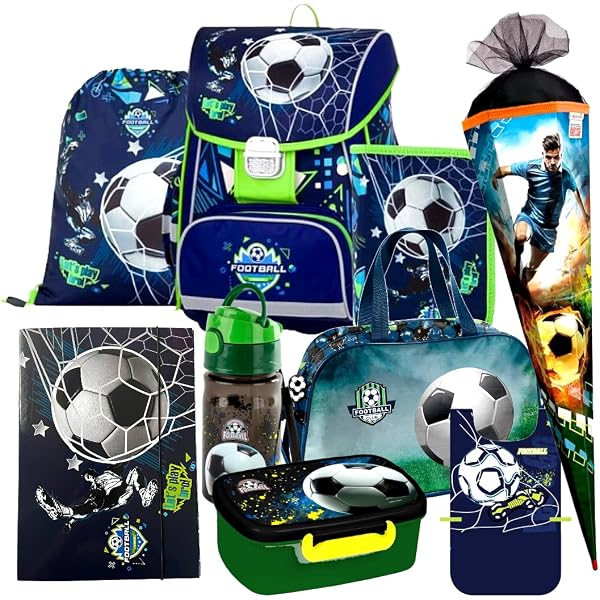 Fussball Ball 9 Teile Set SCHULRANZEN Ranzen Tornister Schultüte Tasche Football