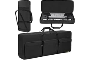 OUUTMEE Sac pour Clavier 61 Touches,Sac de Transport pour Clavier de Piano électrique 61 Touches avec bandoulière réglable et 6 Poches pour Accessoires, 41"x15"x5"