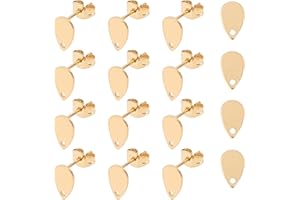 UNICRAFTALE 30 Pz Placcatura Sottovuoto 304 Orecchini in Acciaio Inox Piatti Rotondi Risultati'Orecchino con Fori Post Orecchino Dorato Regali