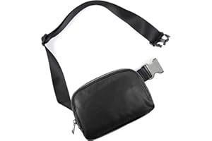 ODODOS Mini Belt Bag with Adjustable Strap, PU Fanny Pack Small Waist Pouch for Workout Running Traveling Hiking, Matt Black