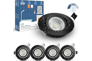 wowatt 7W Spot LED Encastrable Dimmable Noir Salle de Bain, IP44 Plafonnier Encastré Blanc Froid 6000K Equivalent 70W Halogène Spot de Plafond Extra Plat 700lm Luminaires Orientable Rond Lot de 5