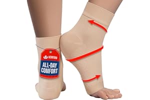KEMFORD Ankle Compression Sleeve - 20-30mmhg Open Toe Сompression Socks for Swelling, Plantar Fasciitis, Sprain, Neuropathy - Nano Brace for Women and Men