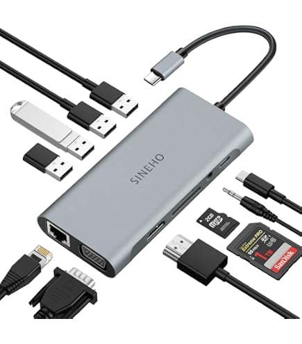 Hub USB-C WE 11 Puertos HDMI 4K/60HZ, RJ45 1000MP, VGA, 3 X USB 3.0, Carga USB-C De 100 W Lec Micro SD/SD, Jack 3.5, Puerto USB-C Para Transmisión