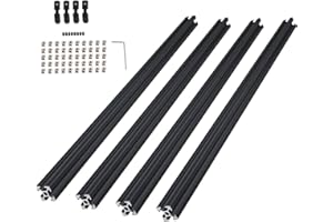 CNCYEAH Lot de 4 profilés en aluminium extrudés de 600 mm - Norme européenne 20 x 20 - Type T - 4 connecteurs coudés en L + 50 écrous en T + 1 clé pour imprimante 3D CNC