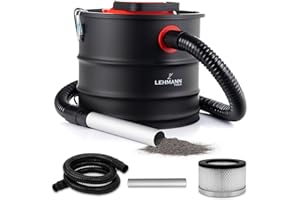LEHMANN Aspirateur à Cendres 18L, 1200W, Aspirateur Cheminée pour Haute Température, Réservoir Robuste, Filtre HEPA avec Panier Métallique, Fonction Soufflage, Nettoyage Cheminées et Pellets