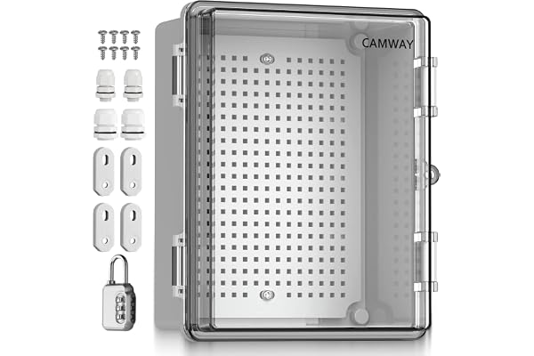 CAMWAY vattentät distributionslåda, IP67 vattentät kopplingsskåp, ABS plasthölje ellåda, enkel installation strömlåda med kombinationslås tillbehör för inomhus- och utomhusbruk