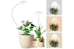 ‎WOLEZEK Pflanzenlampe LED Vollspektrum, Pot Clip 6500K Grow Light, zwei Installationsoptionen Pflanzenlicht, 3 Farbtemperatur LED Grow Lampe mit 360° Schwanenhals, 6/12/16H Timer, 5 Helligkeit (Weiß 2 Stück)