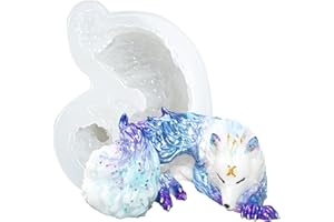 ‎FUNSHOWCASE FUNSHOWCASE Sleeping Wolf Silicone Mould for Epoxy Resin Casting, Jewellery Making, Fairy Garden, Fondant Cake, Polymer Clay Crafts, Confectionery Melt Sugarwork, Concrete Cement Paperweight