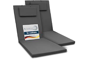 Beautissu Lot de 2 Coussin Bain de Soleil 200x60x5cm Loft RL – Résistance UV Matelas Transat Exterieur Coussin Chaise Longue avec Fermeture Éclair – Anthracite