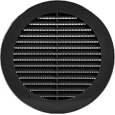 Vent Systems 6"/150mm Black Soffit Cover - Round Air Vents - Grill Cover - Built-in Mosquito Net - HVAC Vents for Bathroom, H