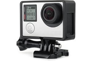 SOONSUN Frame Mount Housing Case with Basic Buckle and Long Thumb Bolt Screw for GoPro Hero 3 3+ 4 Camera and All Slots Fully Accessible-Black