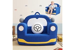 OUOZZZ Divano per bambini a partire da 1 3 6 anni – Morbido divano Sherpa per bambini con cuscino, mini divano per cameretta dei bambini, ragazzi e ragazze, auto blu
