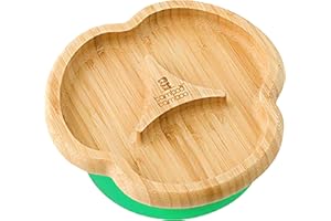 bamboo bamboo Bambus-Babyteller mit Saugnapf - Saugnapf-Teller für Kinder und Kleinkinder, ungiftiger, natürlicher Bambus-Teller für Babynahrung, der kühl bleibt, für Baby-geführte Entwöhnung