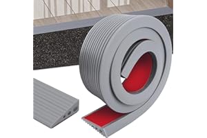 Niuny Rampe de Seuil en PVC Rampe de Seuil de Porte 2.5x6.5x100cm Autocollantes Seuils de Porte en Caoutchouc Barre de Seuils Adhesive Surface Antidérapante pour Fauteuil Roulant Poussette Aspirateur