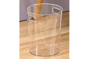 IPEA Clear Plastic Waste Paper Bin - 22 x 19 cm - Minimalist and Elegant Design - Waste Paper Bin for Office, Home, Bedroom - Trash Can for Desk, Table