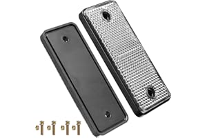 AGRISHOP 2xWhite Rectangular Reflectors,95x37x9.6mm,E Approved, Screw on Reflectors for Gate Post Fence,Cat’s Eye,Caravan Reflectors,Reflectors for Vehicles (Screw On/White/Rectangular/2Pcs)