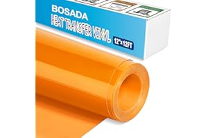 BOSADA Orange Heat Transfer Vinyl,12"x12FT Iron on Vinyl,Orange Htv Vinyl for T-Shirts,Pillow,Shoes,Bags and Hats(Orange)