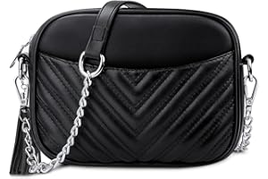 JUYANO Bolso Pequeño de Mujer, Bandolera Cruzado Cuero PU, Messenger Bag Acolchado con Ranuras para Tarjetas y Cremallera