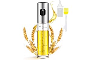 MRUN BONE Ölsprüher für Speiseöl, 100ml Sprühflasche Öl, Glas Öl Zerstäuber Küche Ölsprühflasche Heißluftfritteuse, Oil Sprayer mit Skala & Trichter, Ölspray für ÖI & Essig 100% BPA frei
