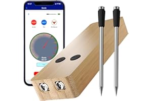 TANGZHE Fleischthermometer Kabellos Grillthermometer mit zwei dünneren Sonden APP Bluetooth 100m Meat Thermometer Bratenthermometer für Backofen Grill Smoker Rotisserie.Weihnachtsgeschenke