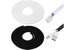 FESSOSKO Gaine Câble Auto-Fermeture 2PCS 3 Mètre Φ12-20mm Manchon de Câble, Gaine Câble Tressée Extensible Protection du Cache Câbles, Câble Gestion des Câbles pour Câbles TV/PC/USB/Audio- Diamètre 8 mm