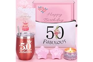 BAICAI 50th Birthday Pamper Gifts for Women, 50th Unique Birthday Hampers For Her, Birthday Present For women 50 Year Old Lady Birthday Gifts, Birthday Basket Gifts For Mum Friend Sister Bestie Turning 50