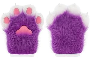 hbbhml Guantes de piel sintética de felpa con forma de garra de gato, guantes para Halloween, cosplay, accesorios para adultos