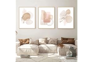 Sarah Duke Set di 3 poster astratti, artistici da parete, colore beige, senza cornice, poster moderni per il soggiorno e la camera da letto (stile A, 30 x 40 cm)