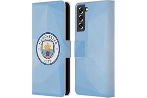 Head Case Designs Officially Licensed Manchester City Man City FC Blue Full Colour Badge Geometric Leather Wallet Case Compatible With Samsung Galaxy S21 FE 5G