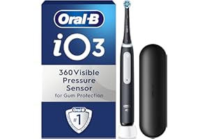 Oral-B iO3 Electric Toothbrushes Adults, 1 Toothbrush Head & Travel Case, 3 Modes with Teeth Whitening, 2 Pin UK Plug, Black, Oral B Io Toothbrush
