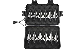 biubiusot 12 Arrowheads 100 Grains Hunting Tips Crossbow Adult Hunting Arrows for Archery Carbon Arrows Fibreglass Arrow Compound Bow with Storage Box