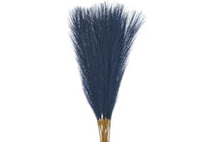 Sourcing Map 18Pcs Faux Pampas Grass - 21"/55cm Fluffy Artificial Pampas for Living Room, Party, Wall Vase, Wedding Decoration - Dark Blue
