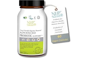 NHP THE NATURAL HEALTH PRACTICE NHP Advanced - Probiotic for Digestive Health, Immune Boosting, and Gut Function,Vegan,Gluten - Free, with Prebiotics & Essential Nutrients 60 Vegan Capsules