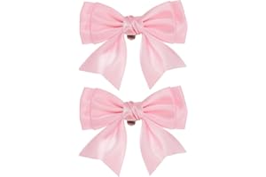 PATIKIL Women's Pink Satin Elegant Detachable Bowknot Shoe Clips, 2 Pcs x 9 x 7cm / 3.5 x 2.8 inch, Wedding Party Accessory