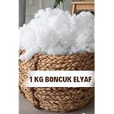 Elyaf Sepeti%100 Boncuk Elyaf 1 Kg Yastık Yorgan Oyuncak Malzemesi, Beyaz