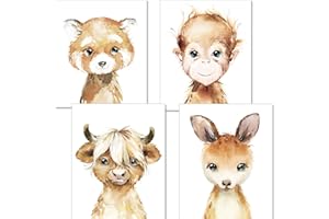 artpin® Set de 4 Affiches décoration pour Chambre d'enfant- posters de bébé garçon ou fille - Animaux de safari - décoration Murale P52
