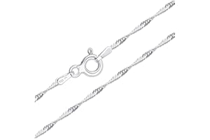 Amberta Cadenas Plata Hombre Mujer | Collar Fino Singapur Veneciano Paperclip Bolitas Serpiente 40 45 50 55 60 cm