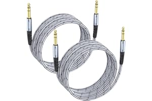 JOLGOO 1/4" TRS Cavo Strumentale, 4.5M, 2-Pack. Perfetto per chitarra elettrica, basso, tastiera, mixer, amplificatore, altoparlante, mandolino. Audio bilanciato da 6.35 per una qualità professionale
