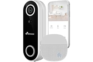 NIVIAN - Sonnette Vidéo Intelligente WiFi avec Caméra Full HD, Audio Bidirectionnel, Détection de Mouvement, Vision Nocturne, Batterie Rechargeable, Compatible avec l’App Tuya, Alexa et Google