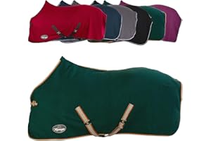 ‎MARENGOS Marengos - Abschwitzdecke Economic mit Kreuzgurten (abnehmbar) | Pferdedecke mit Frontschnalle, Schweifkordel & Widerristpolster | atmungsaktive Fleecedecke | Pferde Zubehör in Tannengrün | 125cm