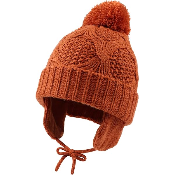 Wxllzlife Kids Winter Hat With Earflaps - Baby Boys Girls Knit Scarf Hood Skull Cap 2-7 Years