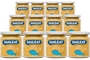 SMILEAT EAT & SMILE Smileat - Tarritos Ecológicos con Verduras, Ingredientes Naturales, para Bebés desde 6 Meses, Sano y Saludable, sin Gluten, Sabor a Verduras con Merluza - Pack de 12 x 230 g = 2760 g