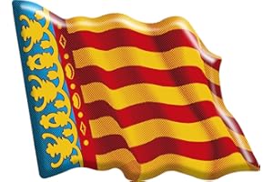 ARTIMAGEN Pegatina Bandera Ondeante Comunidad Valenciana RESINA 66x48 mm.