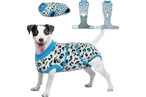 Kuoser Body dla psa po operacji, medyczne body dla psa z wzorem w panterkę, oddychające ciało chirurgiczne dla psa, kastracja, chroni przed lizaniem i zadrapaniami, alternatywa dla obroży dla psa