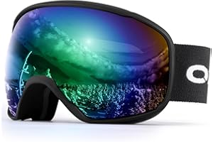 Odoland Maschera da Sci con Telaio per Adulto e Giovani - Grande Lente Sferico, Occhiali da Sci a Doppia Strati con Protezione UV400 e OTG Disign, Maschera da Snowboard con Stile Classico