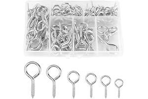 MaYuLa 100Pcs Screw in Hooks Small Eye Hooks Vine Eyes Eyelets Screw Nickel Plated Eye Bolts Screw Eye Pins with Storage Box for Jewellery Making DIY Craft Hanging Ornament 20/26/27/30/37/40mm