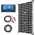 Apowery Solar Panel Kit 30W 12V Monocrystalline,Battery Maintainer +10A Solar Charge Controller + Extension Cable with Battery Clips O-Ring Terminal for RV Marine Boat Off Grid System