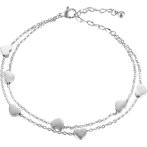Bracciale A Doppia Catena Con Pendente A Cuore In Oro Rosa - Acciaio Inox Titanato Per Donna | Regalo Per San Valentino, Compleanno - Foto 8