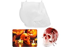 BAANFLY Upgraded Skull Candle Moulds, 3D Halloween Silicone Candle Molds, Skeleton Candle Resin Casting Sculpting Mould, Jewellery Making Kit for Halloween Party Candle Making Aromatherapy
